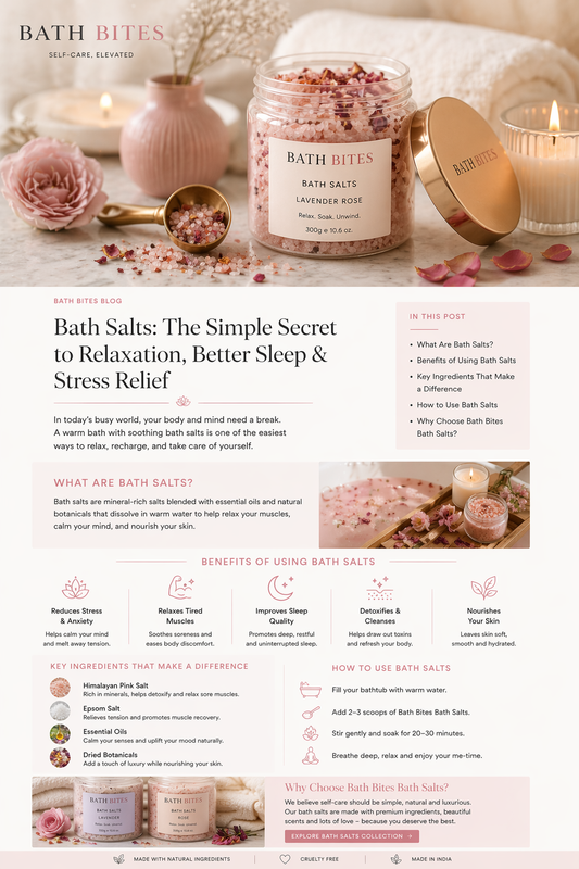 Luxury Bath Bites bath salts in aesthetic spa setting with candle and flowers for relaxation and self care