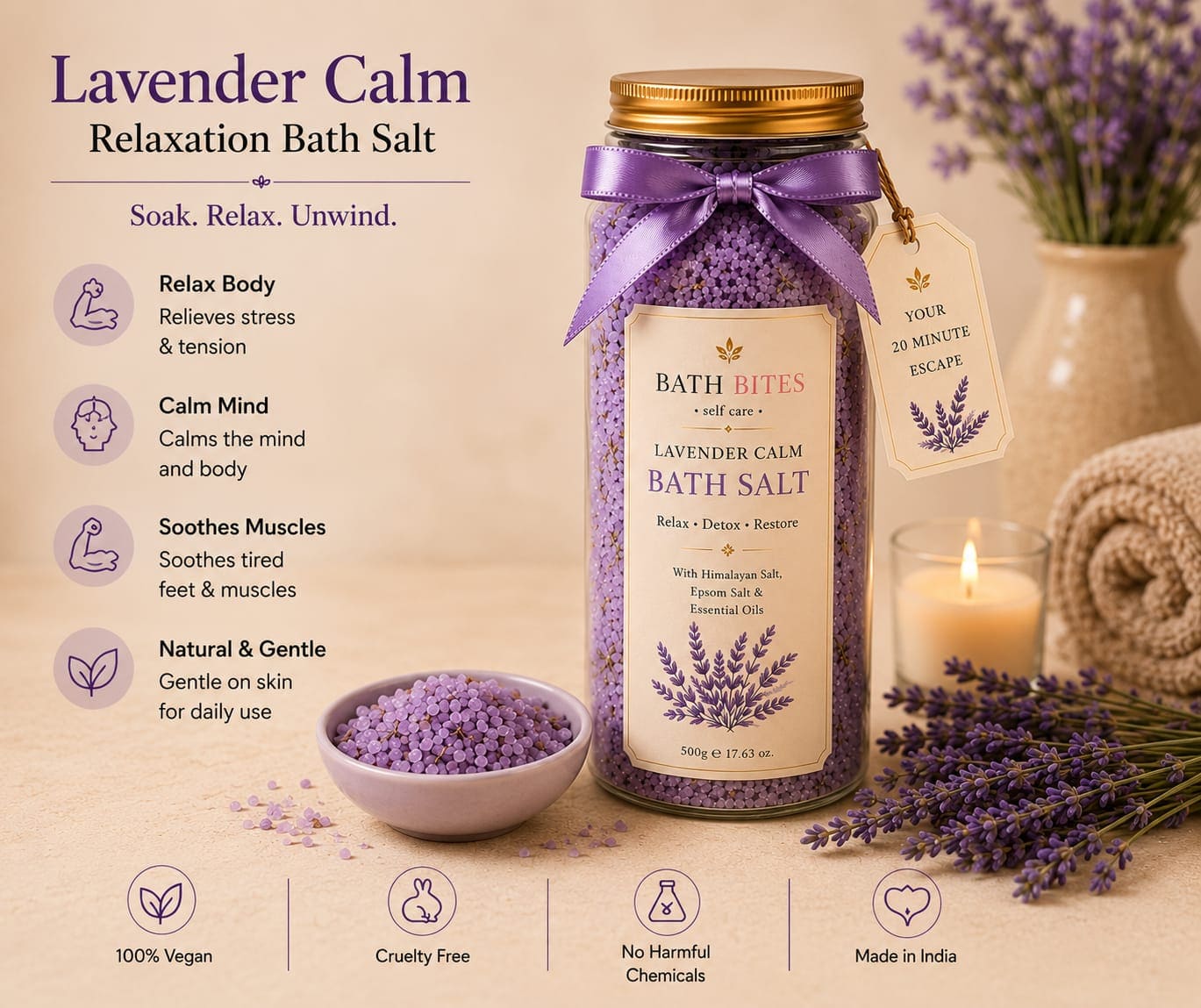 LAVENDER CALM RELAXATION BATH SALT