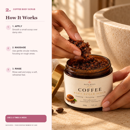 Coffee Body Sugar Scrub — how to use, in Cotton Candy gallery style